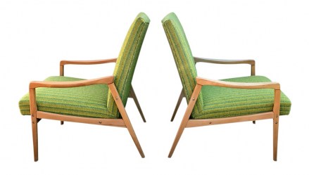 Pair of mid century beech arm chairs